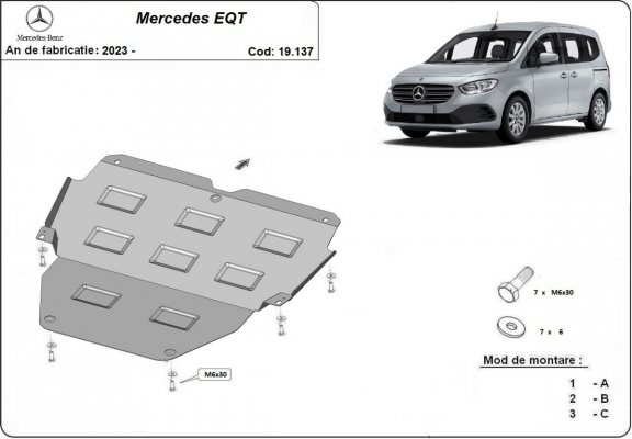 Piastra paramotore di acciaio Mercedes EQT