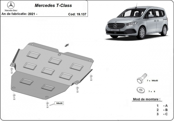 Piastra paramotore di acciaio Mercedes T-Classe