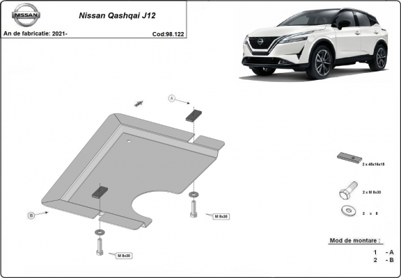 Protezione di acciaio per il differenziale Nissan Qashqai J12