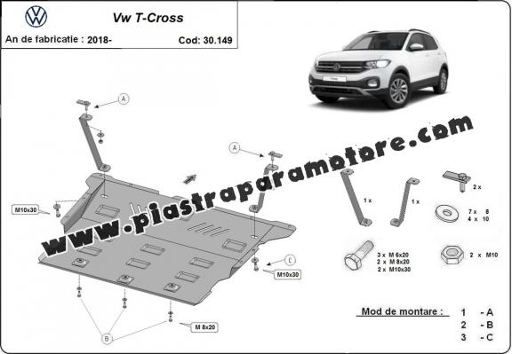 Piastra paramotore di acciaio VW T-Cross