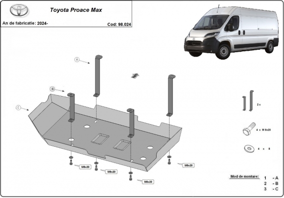 Protezione di acciaio per il AdBlue Toyota Proace Max