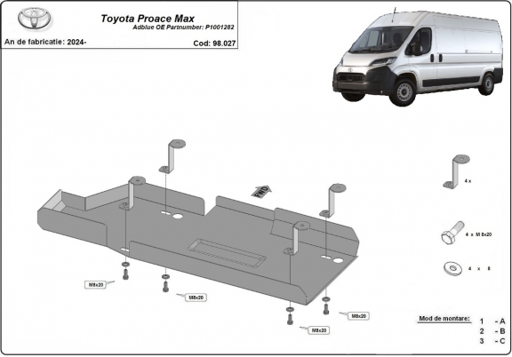 Protezione di acciaio per il AdBlue Toyota Proace Max - P1001282