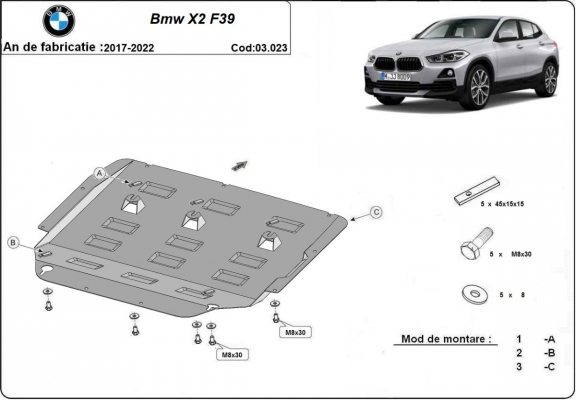 Piastra paramotore di acciaio BMW X2 F39