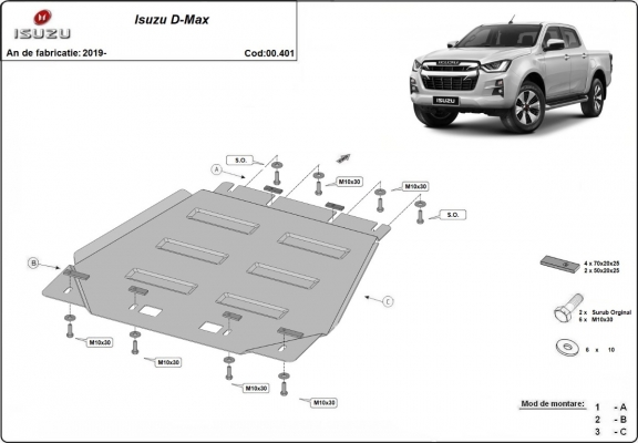Protezione di acciaio per il cambio Isuzu D-Max