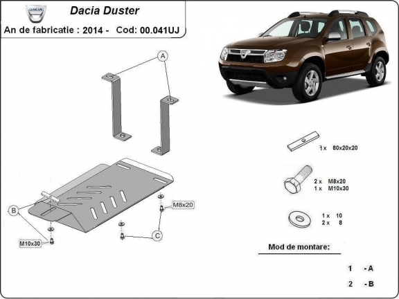 Protezione di alluminio per il differenziale  Dacia Duster 4x4
