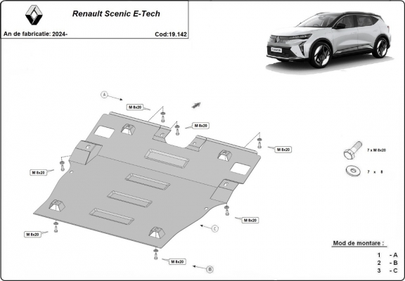 Piastra paramotore di acciaio Renault Scenic E-Tech