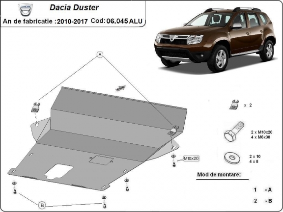 Piastra paramotore di alluminio Dacia Duster