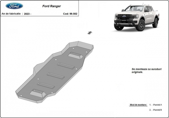 Protezione di acciaio per il serbatoio Ford Ranger (MB3G9A147CF; 2643728)