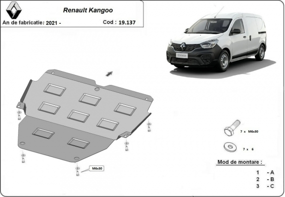 Piastra paramotore di acciaio Renault Kangoo