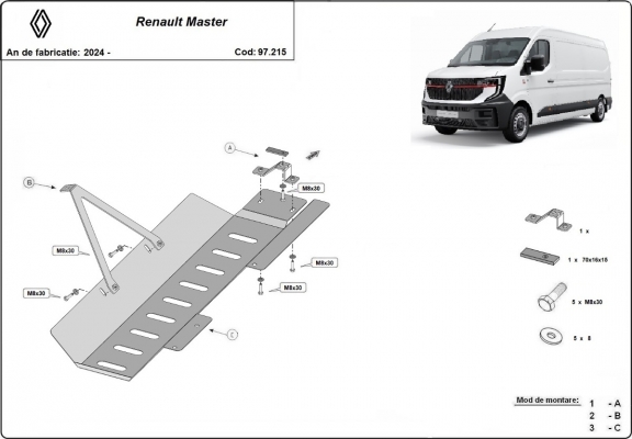 Protezione di acciaio per il EGR, system STOP&GO / catalizzatore/cat lock Renault Master 4