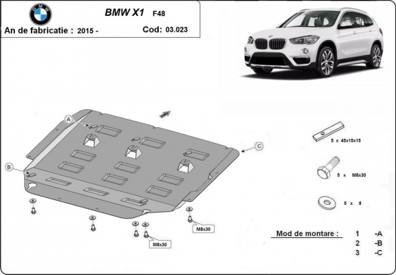 Piastra paramotore di acciaio BMW X1 F48