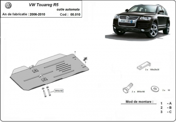 Protezione di acciaio per il cambio automat Volkswagen Touareg 7L