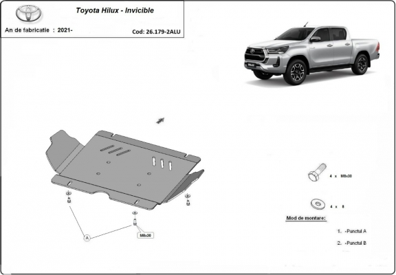 Piastra paramotore di alluminio Toyota Hilux Invincible