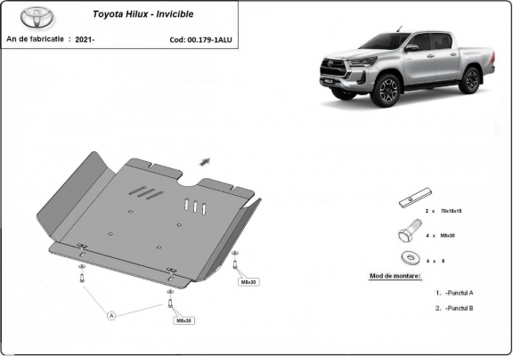 Protezione di alluminio  per il cambio Toyota Hilux Invincible