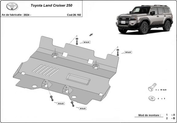 Protezione di acciaio per il radiatore Toyota Land Cruiser 250