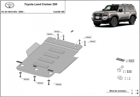 Protezione di acciaio per il cambio Toyota Land Cruiser 250