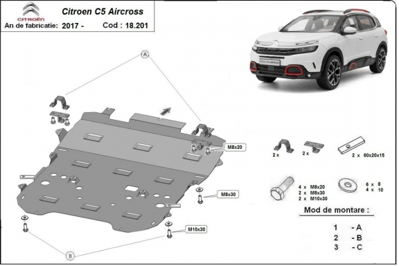 Piastra paramotore di acciaio Citroen C5 Aircross 