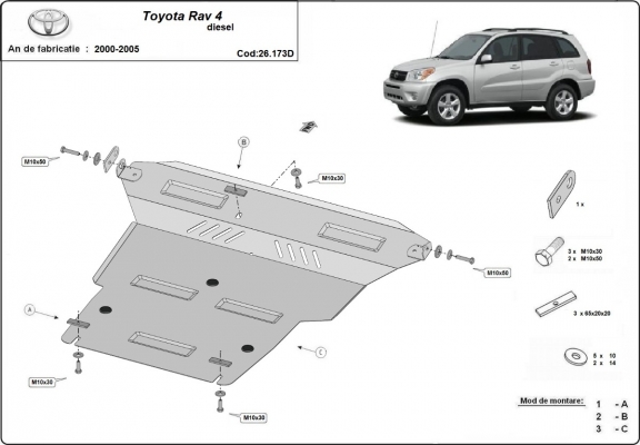 Piastra paramotore di acciaio Toyota Rav4 Diesel
