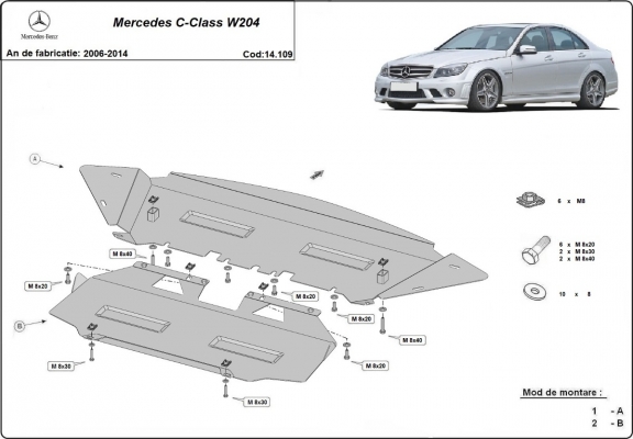 Piastra paramotore di acciaio Mercedes C-Class W204