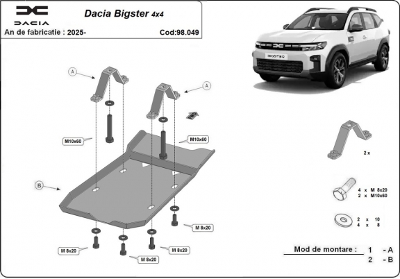 Protezione di acciaio per il differenziale Dacia Bigster 4x4