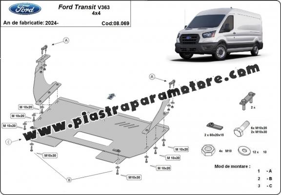 Piastra paramotore di acciaio Ford Transit V363 4x4