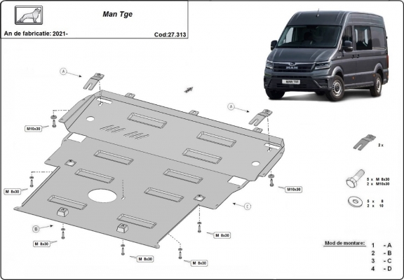 Piastra paramotore di acciaio Man TGE