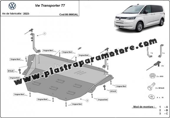 Piastra paramotore di acciaio zincato Volkswagen Transporter T7