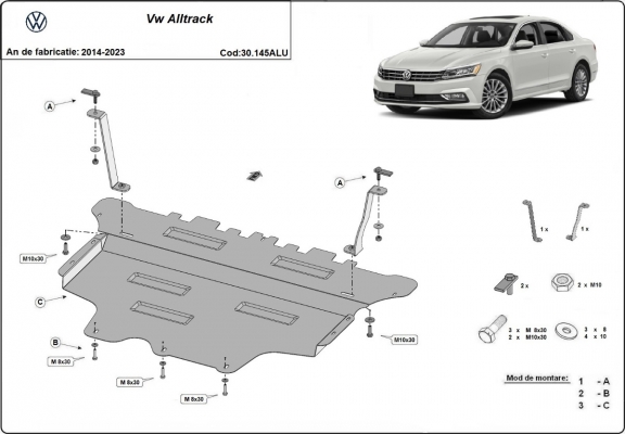 Piastra paramotore di alluminio VW Passat Alltrack