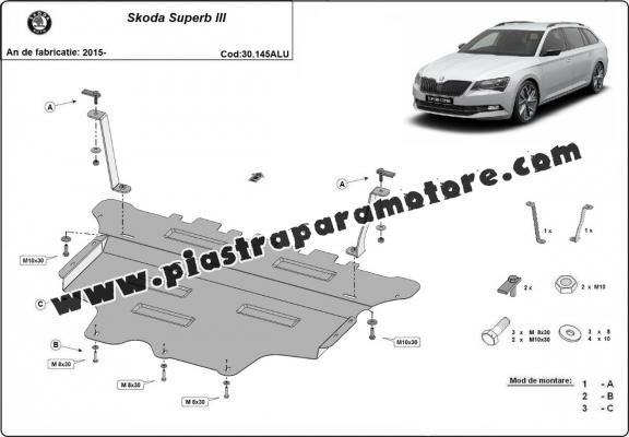 Piastra paramotore di alluminio Skoda Superb III