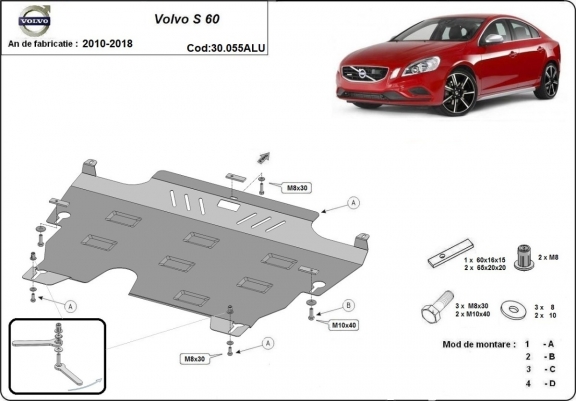 Piastra paramotore di alluminio Volvo S60