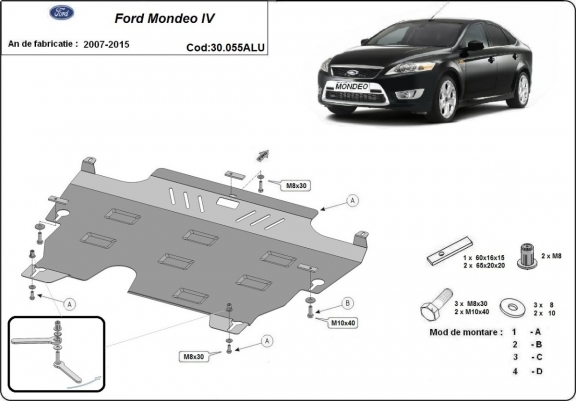 Piastra paramotore di alluminio Ford Mondeo 4