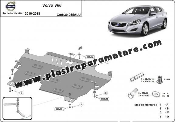 Piastra paramotore di alluminio Volvo V60