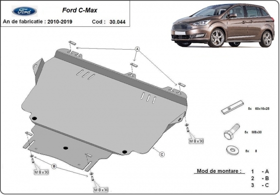 Piastra paramotore di acciaio Ford C - Max