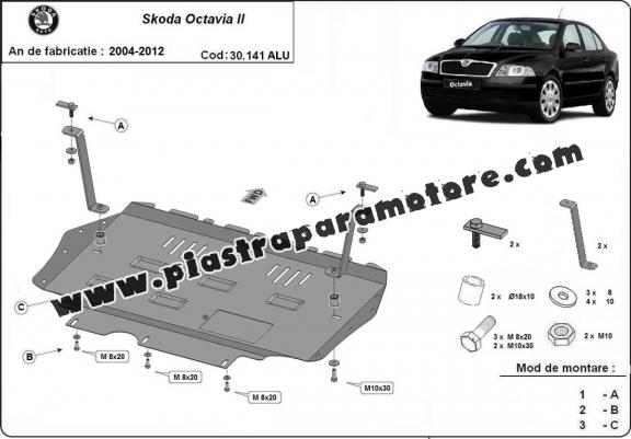 Piastra paramotore di alluminio Skoda Octavia 2