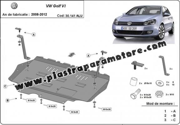 Piastra paramotore di alluminio VW Golf 6