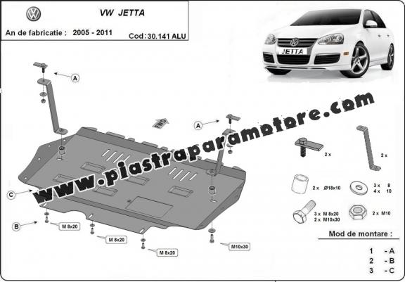 Piastra paramotore di alluminio VW Jetta