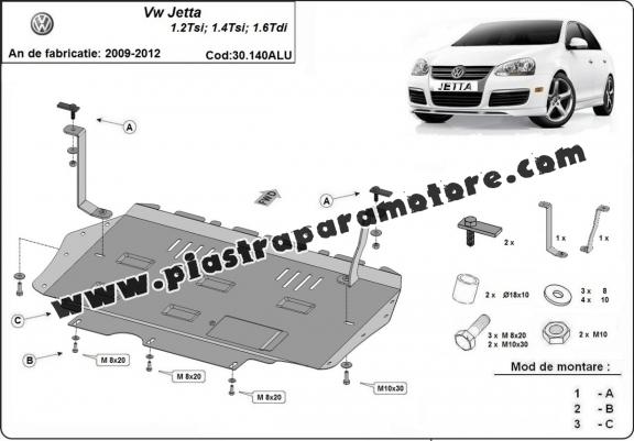 Piastra paramotore di alluminio VW Jetta