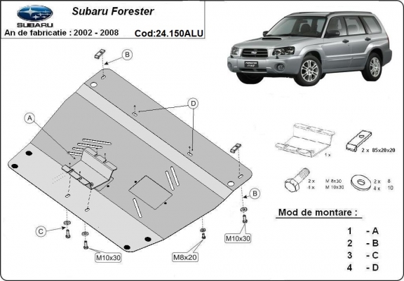 Piastra paramotore di alluminio Subaru Forester 2