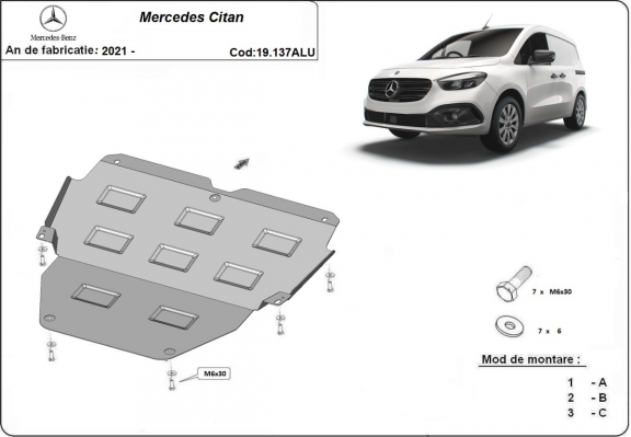 Piastra paramotore di alluminio Mercedes Citan