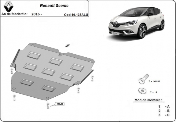 Piastra paramotore di alluminio Renault Scenic IV