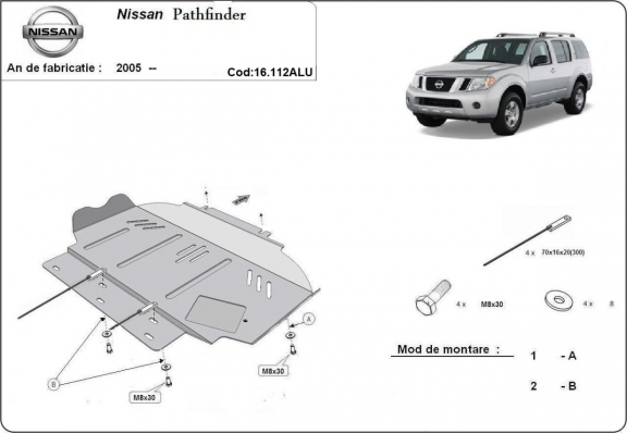 Piastra paramotore di alluminio Nissan Pathfinder
