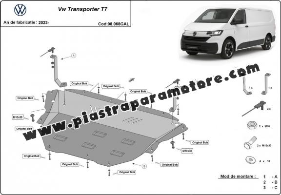 Piastra paramotore di acciaio zincato Volkswagen Transporter T7