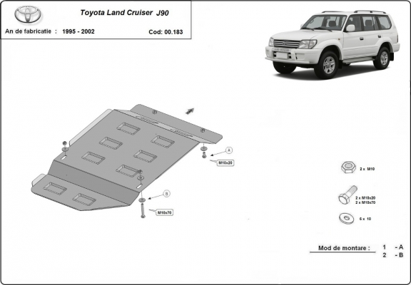 Protezione di acciaio per il cambio Toyota Land Cruiser J90 
