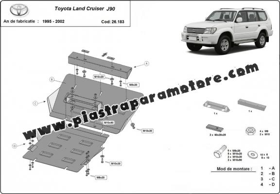 Piastra paramotore di acciaio Toyota Land Cruiser J90 / J95