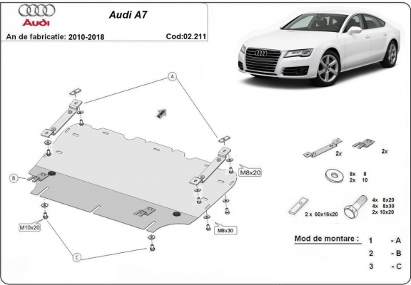 Piastra paramotore di acciaio Audi A7