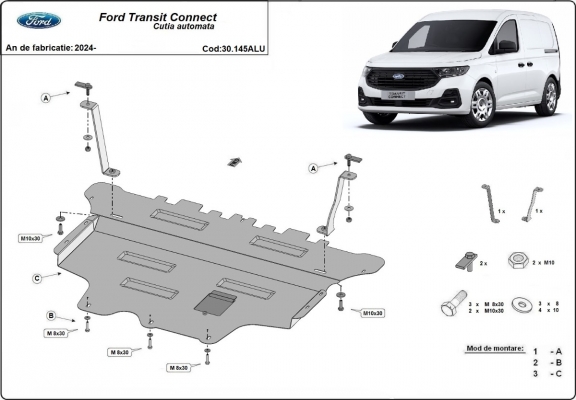 Piastra paramotore di alluminio Ford Transit Connect