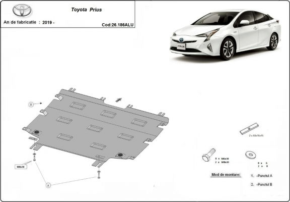 Piastra paramotore di alluminio Toyota Prius