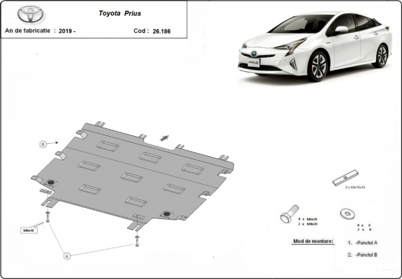 Piastra paramotore di acciaio Toyota Prius