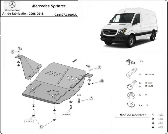 Piastra paramotore di alluminio Mercedes Sprinter