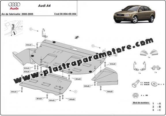 Piastra paramotore di acciaio Audi A4 B6 - pacchetto promozionale